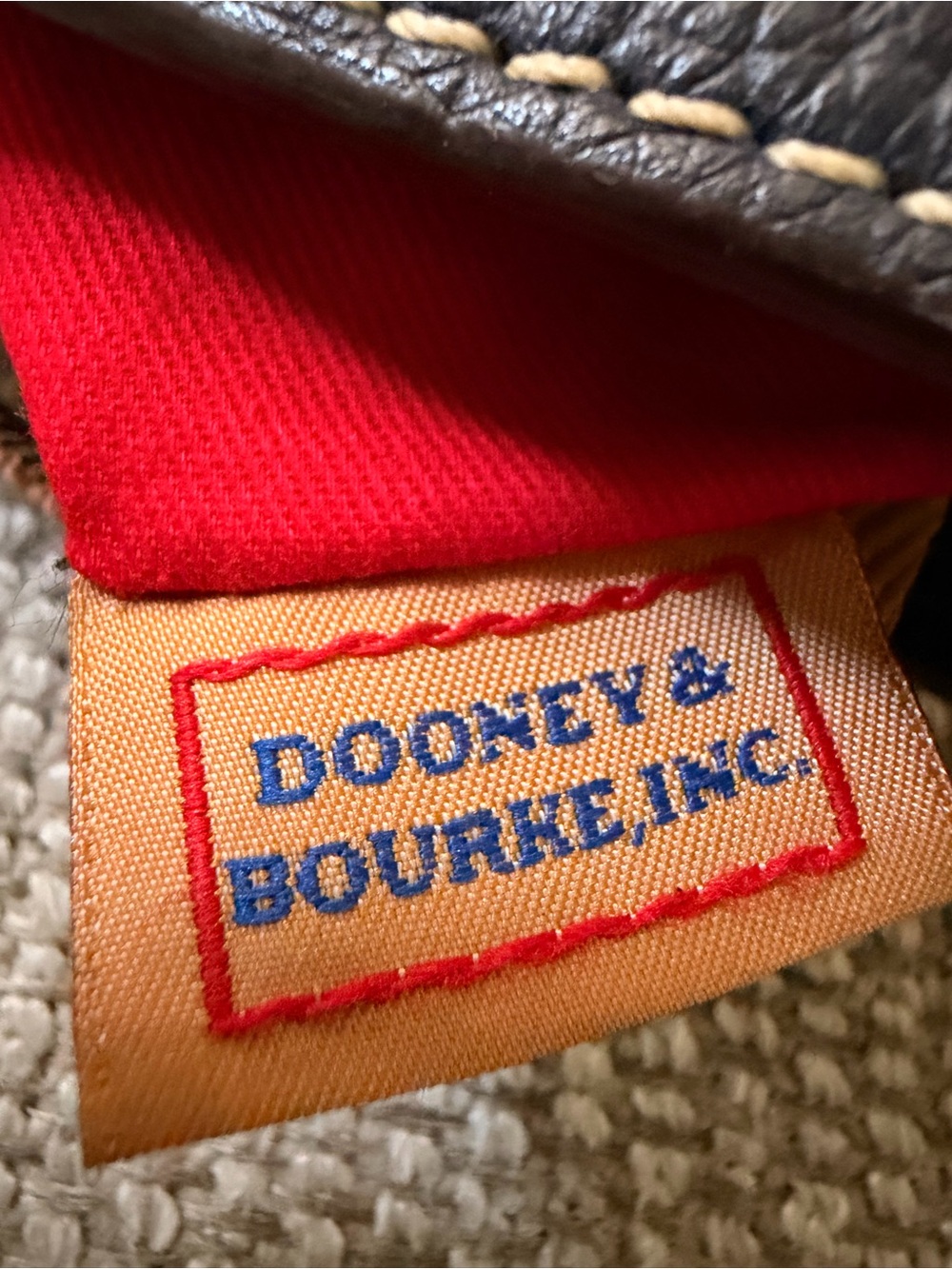 Dooney & Bourke Navy Pebble Leather Tote Red Lining - Picture 8 of 13